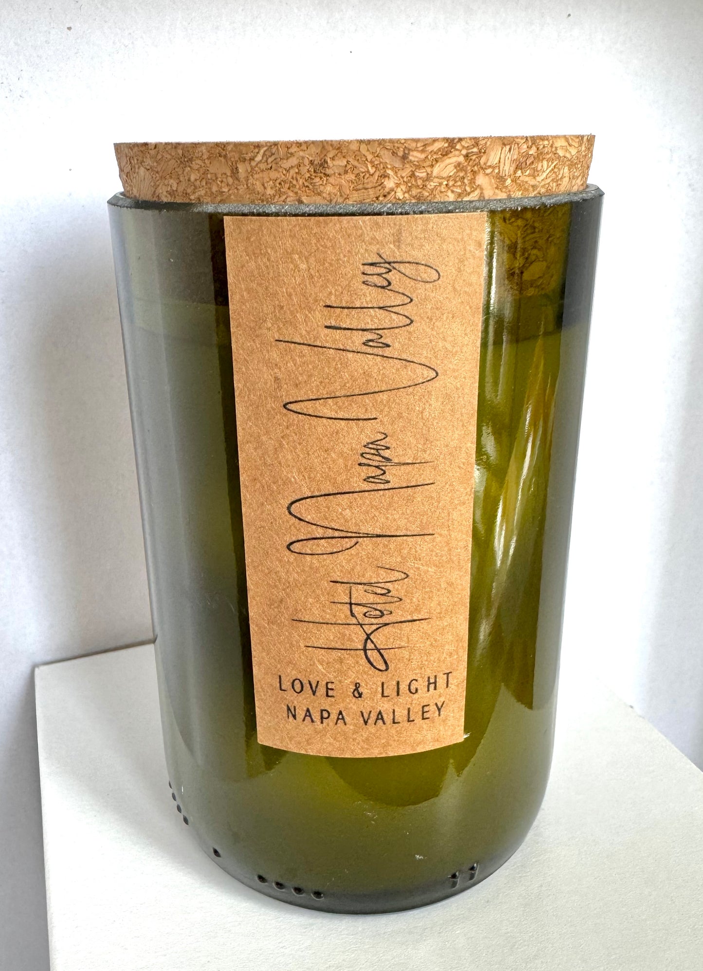 Wine Bottle Candle with Cork Lid by Love and Light