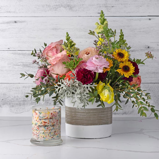 Birthday Blooms and Confetti Candle