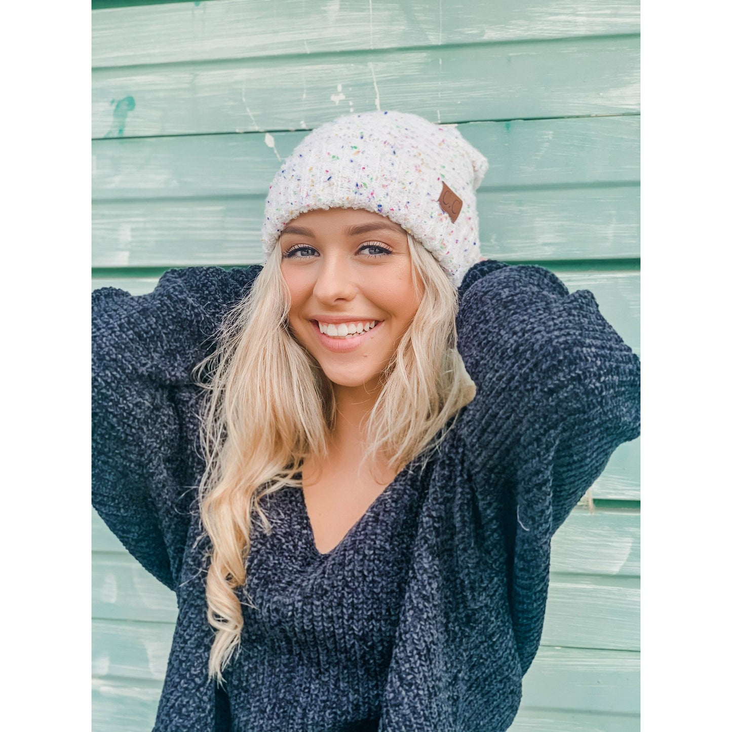 Confetti Boucle Knit Cuff Beanie by C.C Beanie