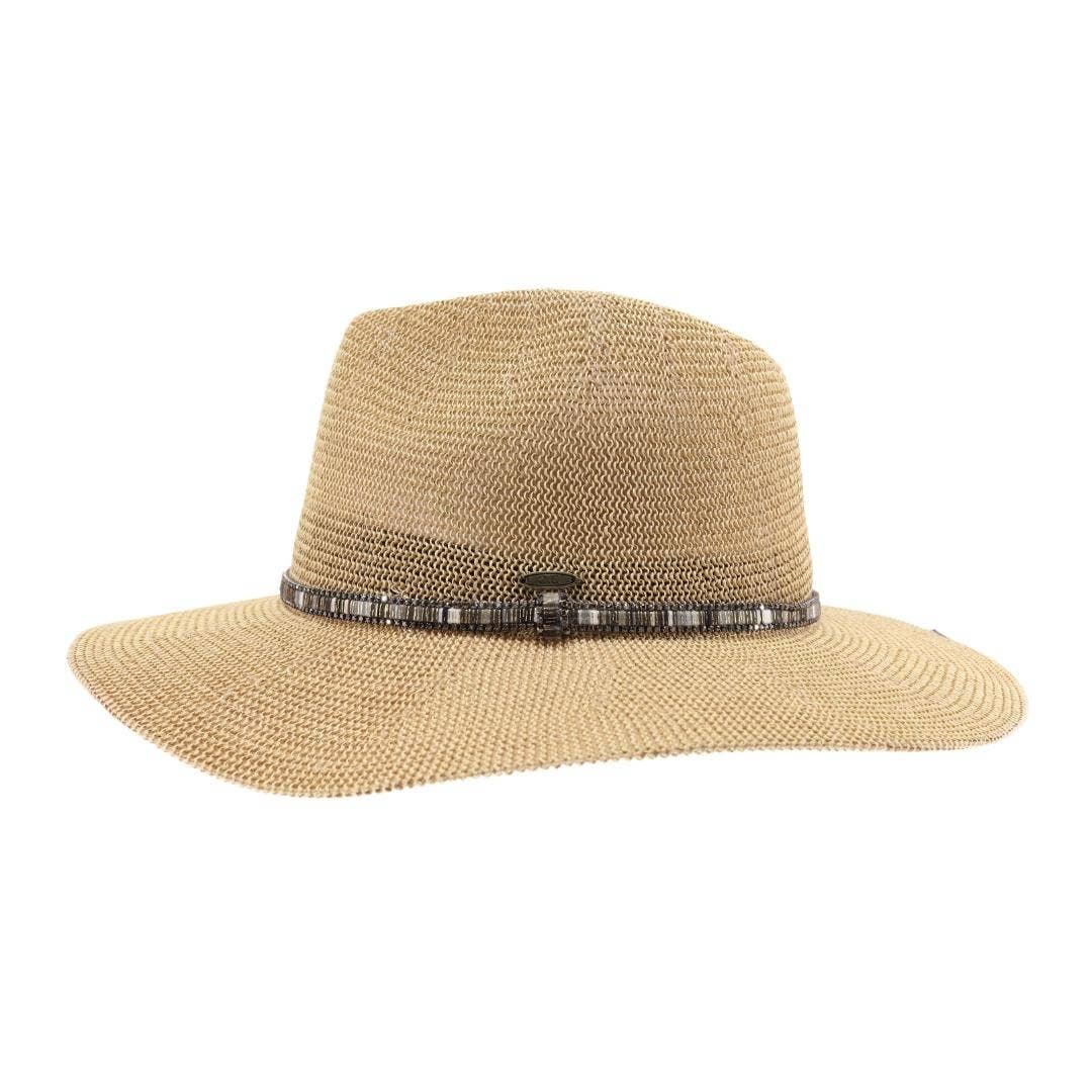 Knit Multi Thread Rhinestone Band Panama Hat
