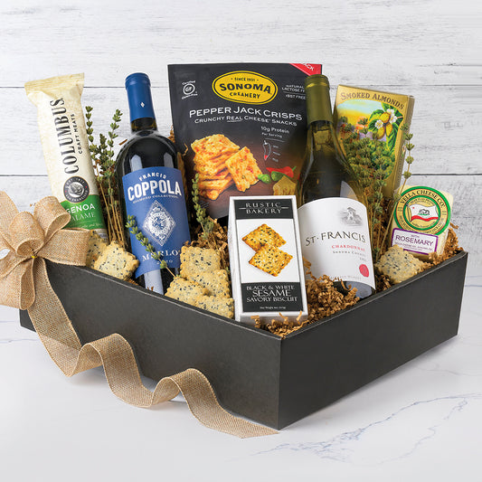 Vintage Vino and Charcuterie Medley Gift Basket