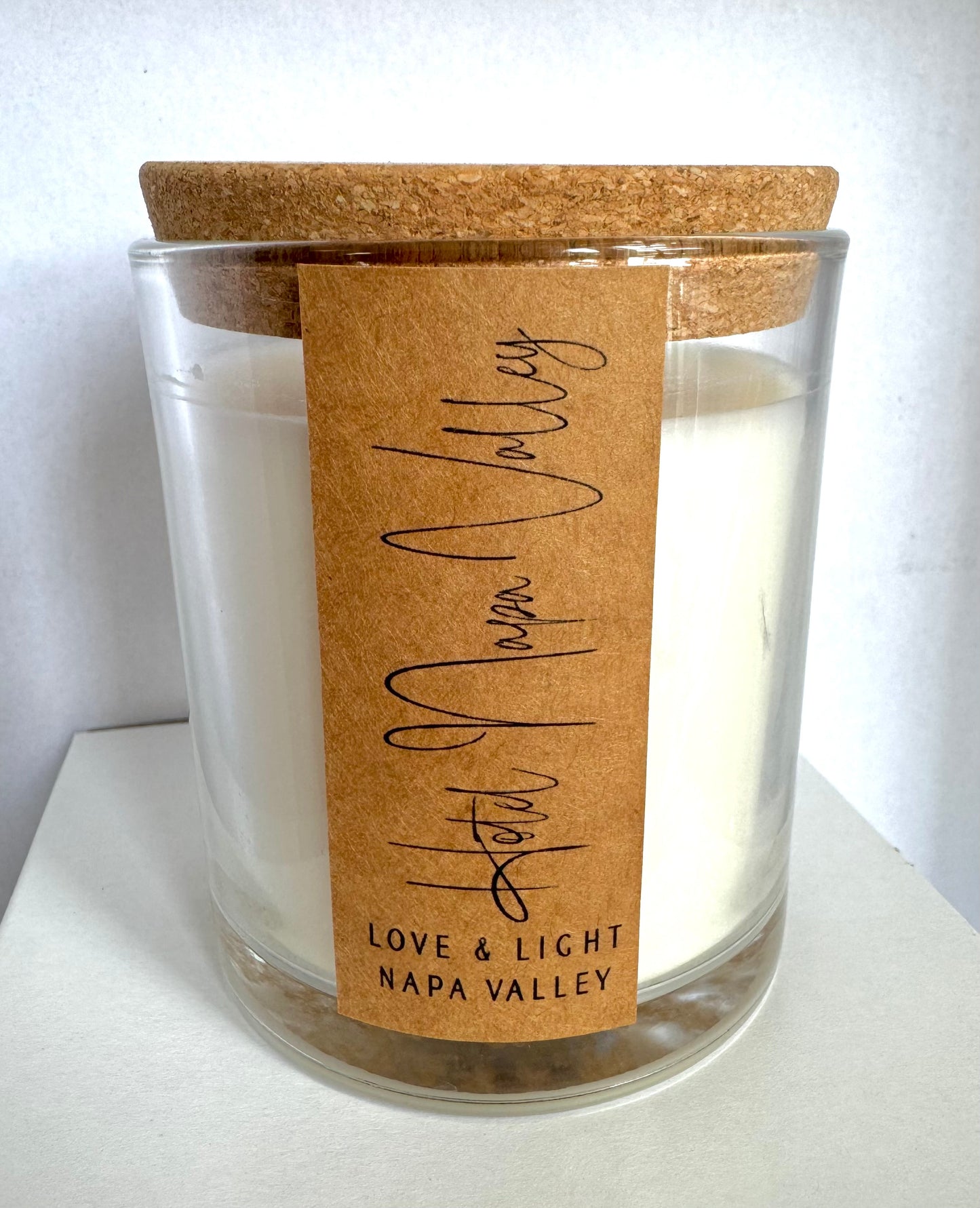 Love and Light-Classic Clear Glass Candle with Cork Lid
