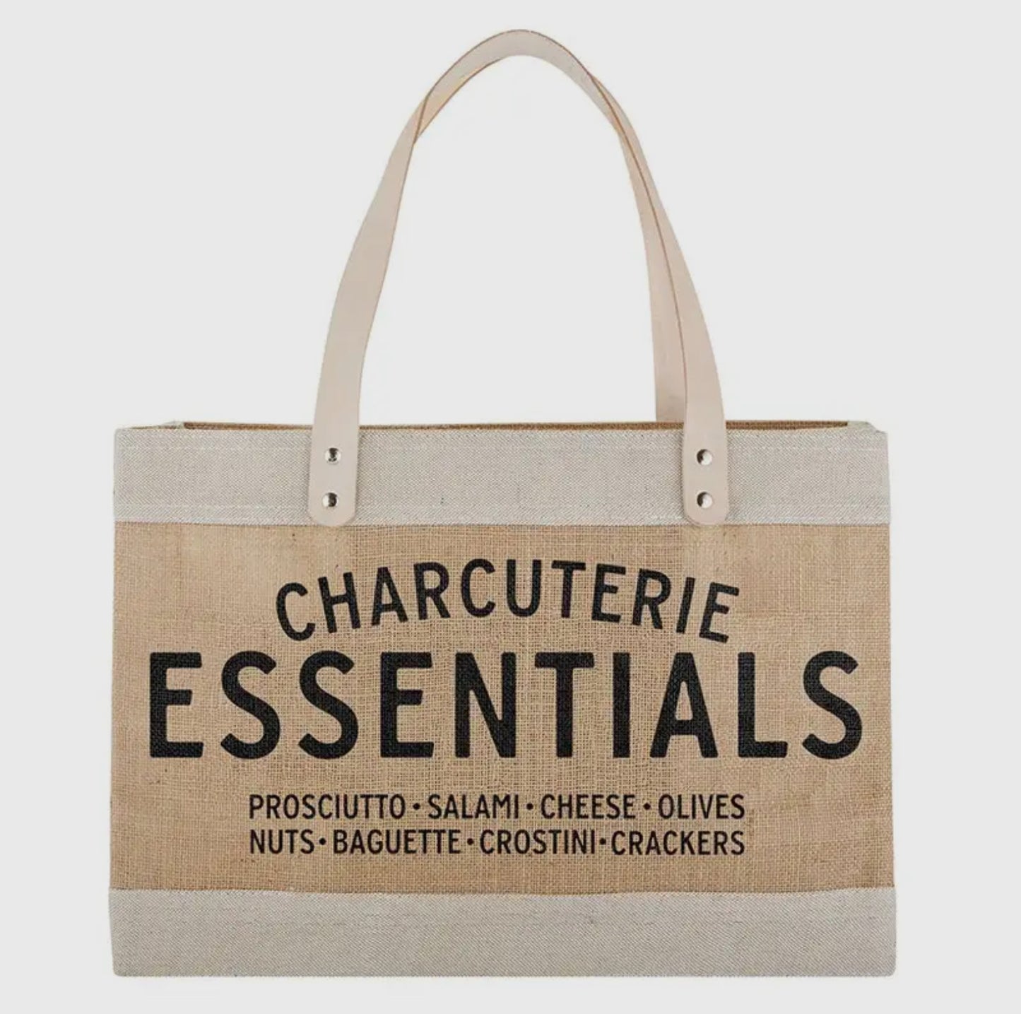 Large Jute & Leather Market Tote by Santa Barbara Design Studio