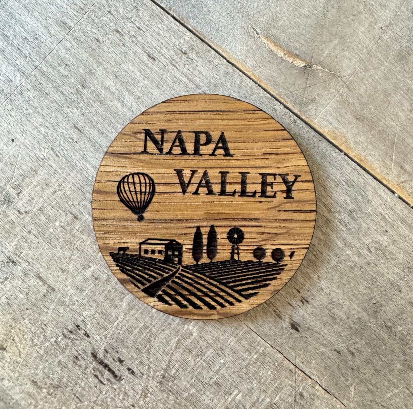 Wine Barrel Napa Sonoma Wooden Magnet by Cask Gifts