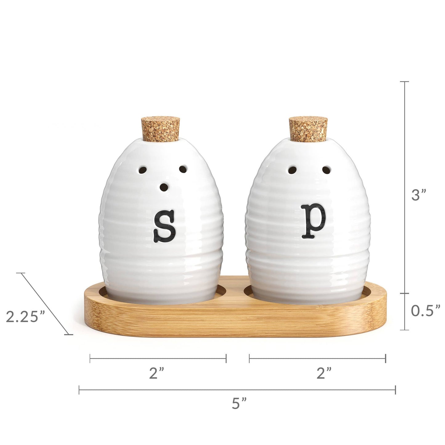 White and Wood Salt & Pepper Shakers by Barnyard Designs