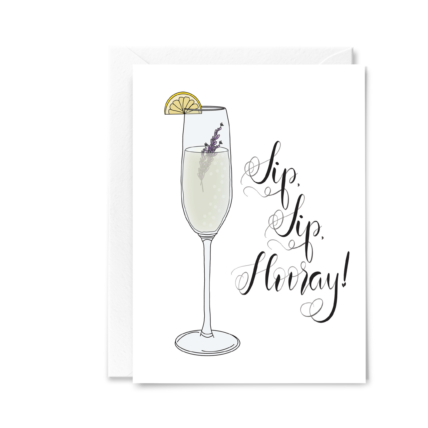 Sip Sip Hooray Champagne Glass Bridal Shower | Greeting Card by FioriBelle