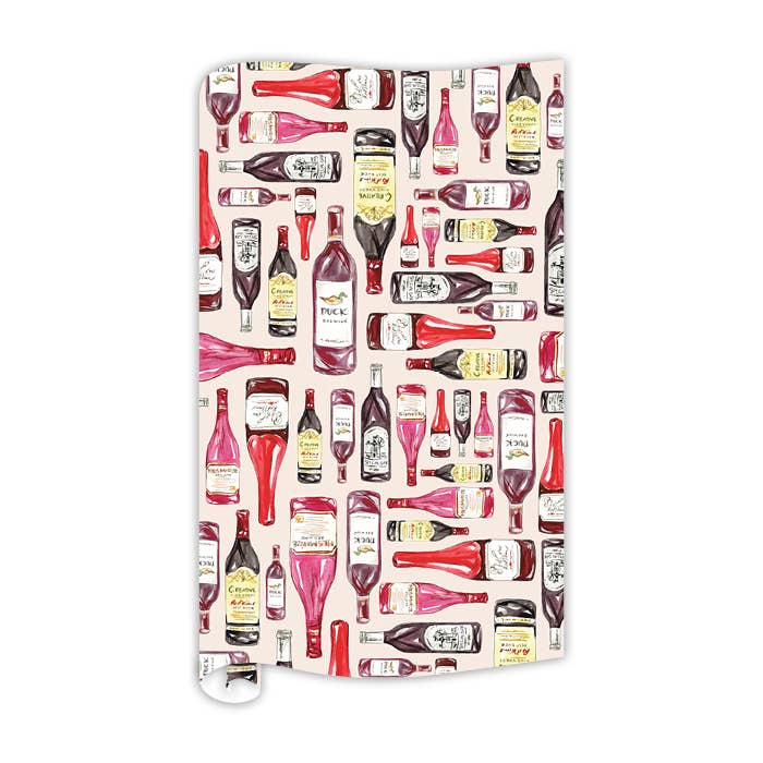 Handpainted Red Wine Bottles Wrapping Paper