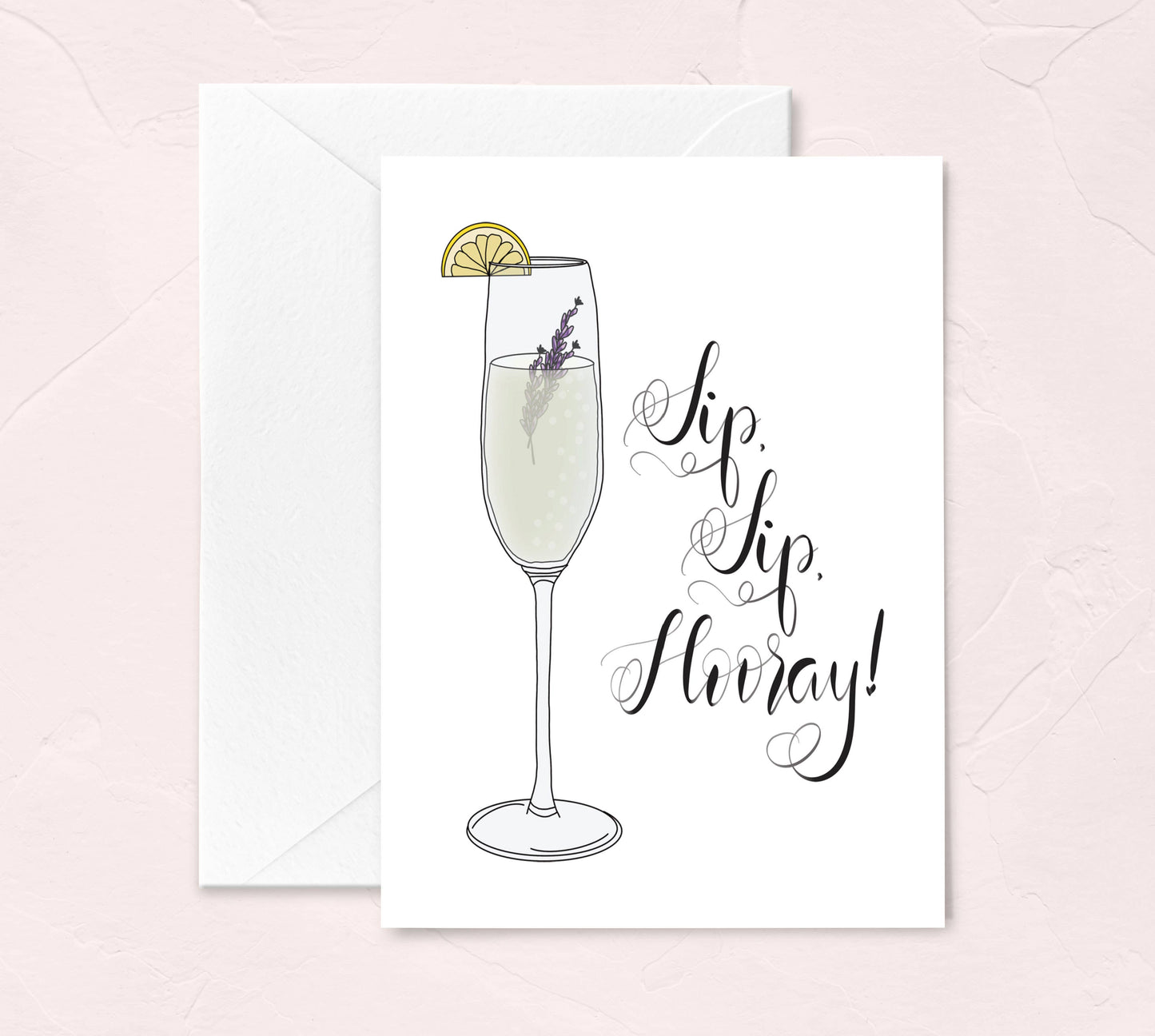 Sip Sip Hooray Champagne Glass Bridal Shower | Greeting Card by FioriBelle