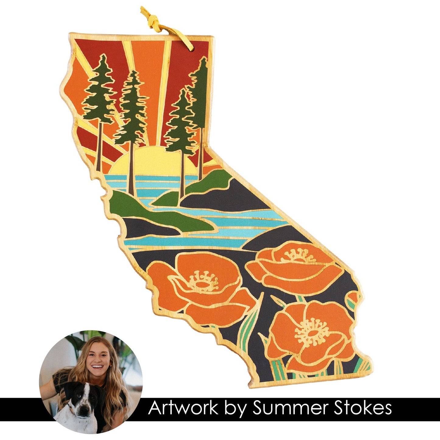 California Cutting Board with Artwork by Summer Stokes