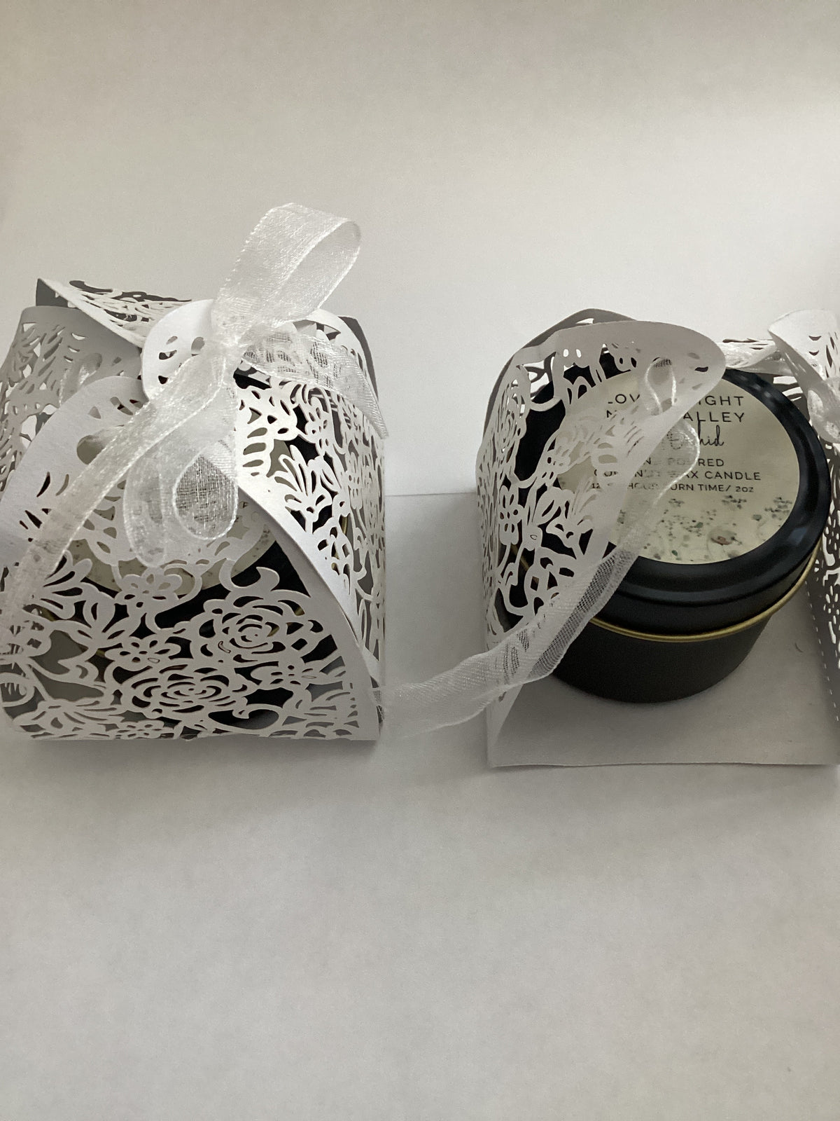 Love and Light-2 oz Travel Tin Candles with Lace Box