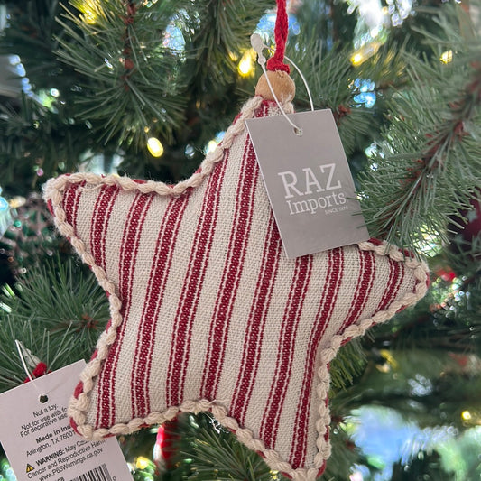 5" Ticking Stripe Ornament star