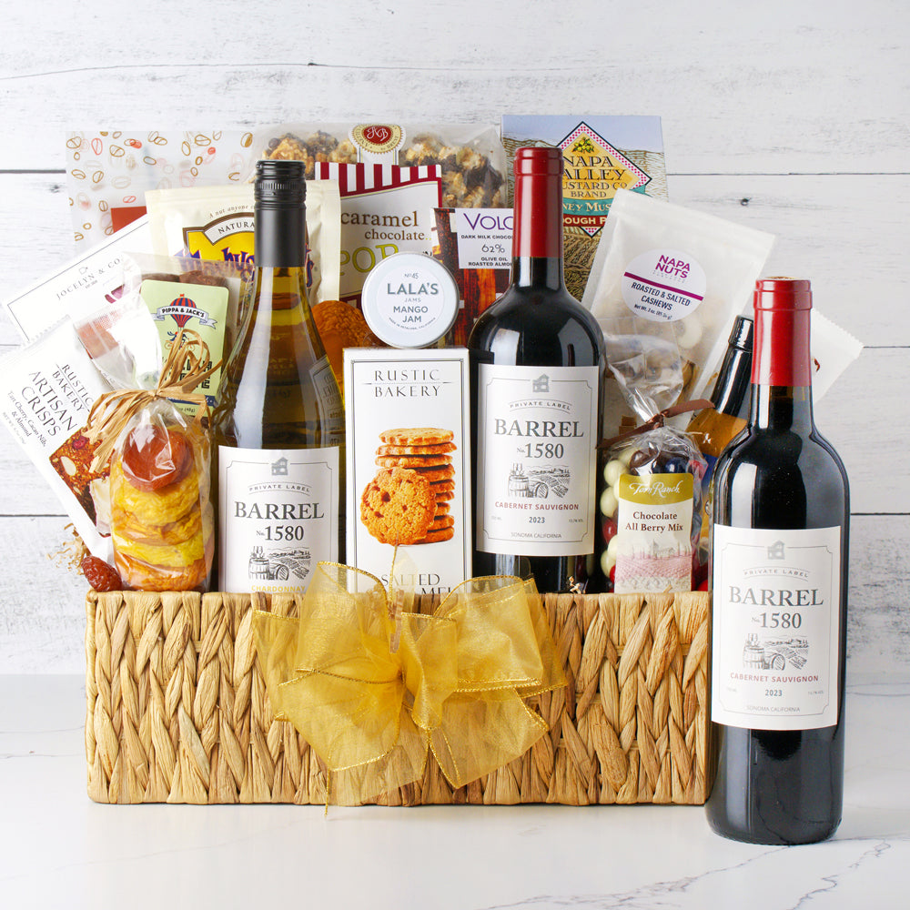 Premium Napa and Sonoma Wine & Cheese Gift Basket