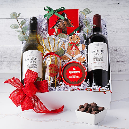 Holiday Wine and Sweet Treats Gift Box