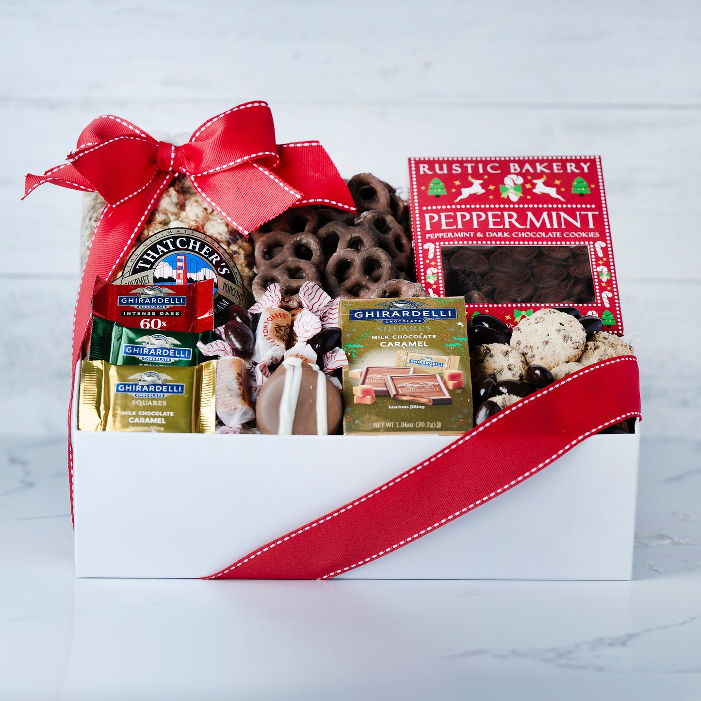 Red Ribbon and Sweet Tidings Holiday Gift Box