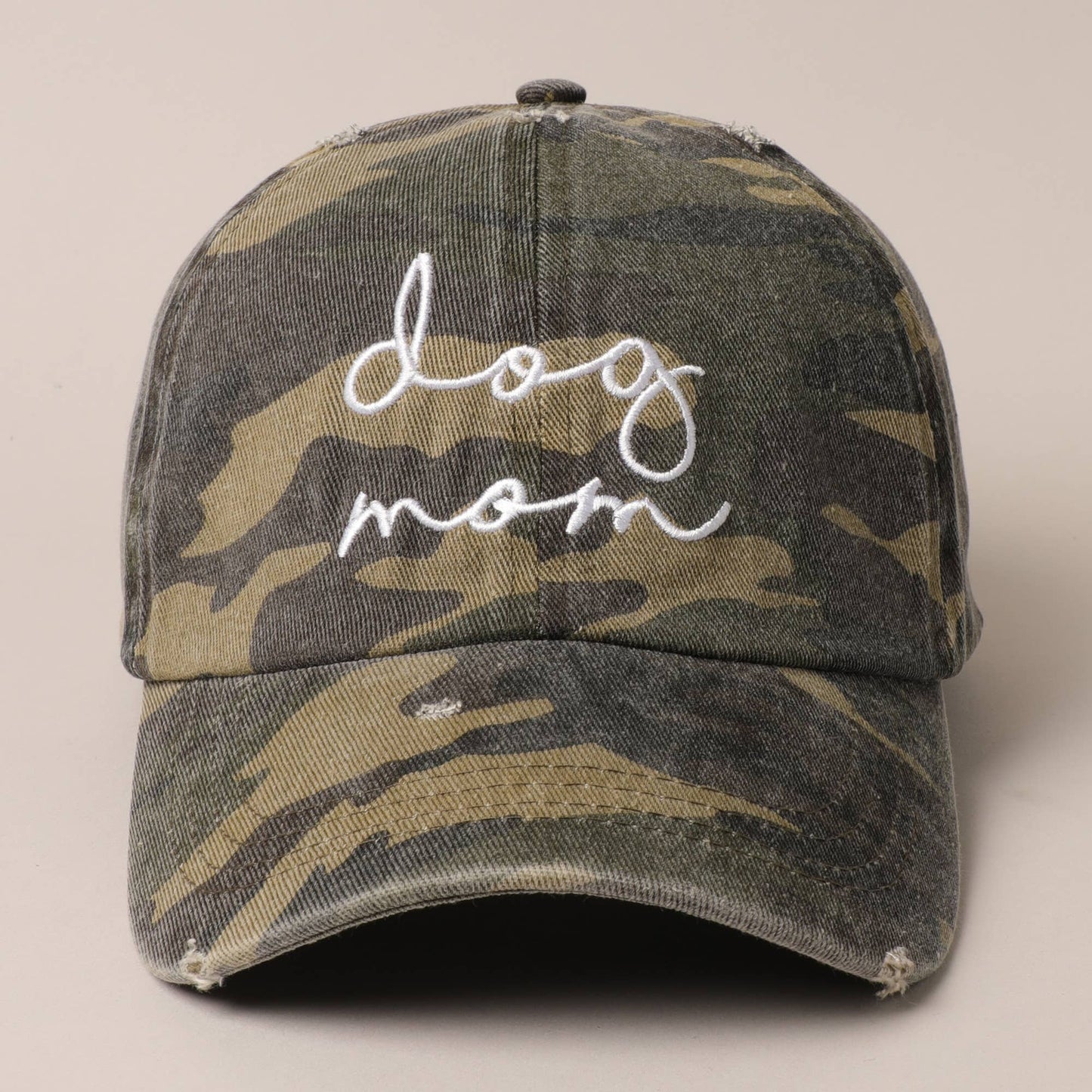 Dog Mom Lettering Camo Embroidery Baseball Cap