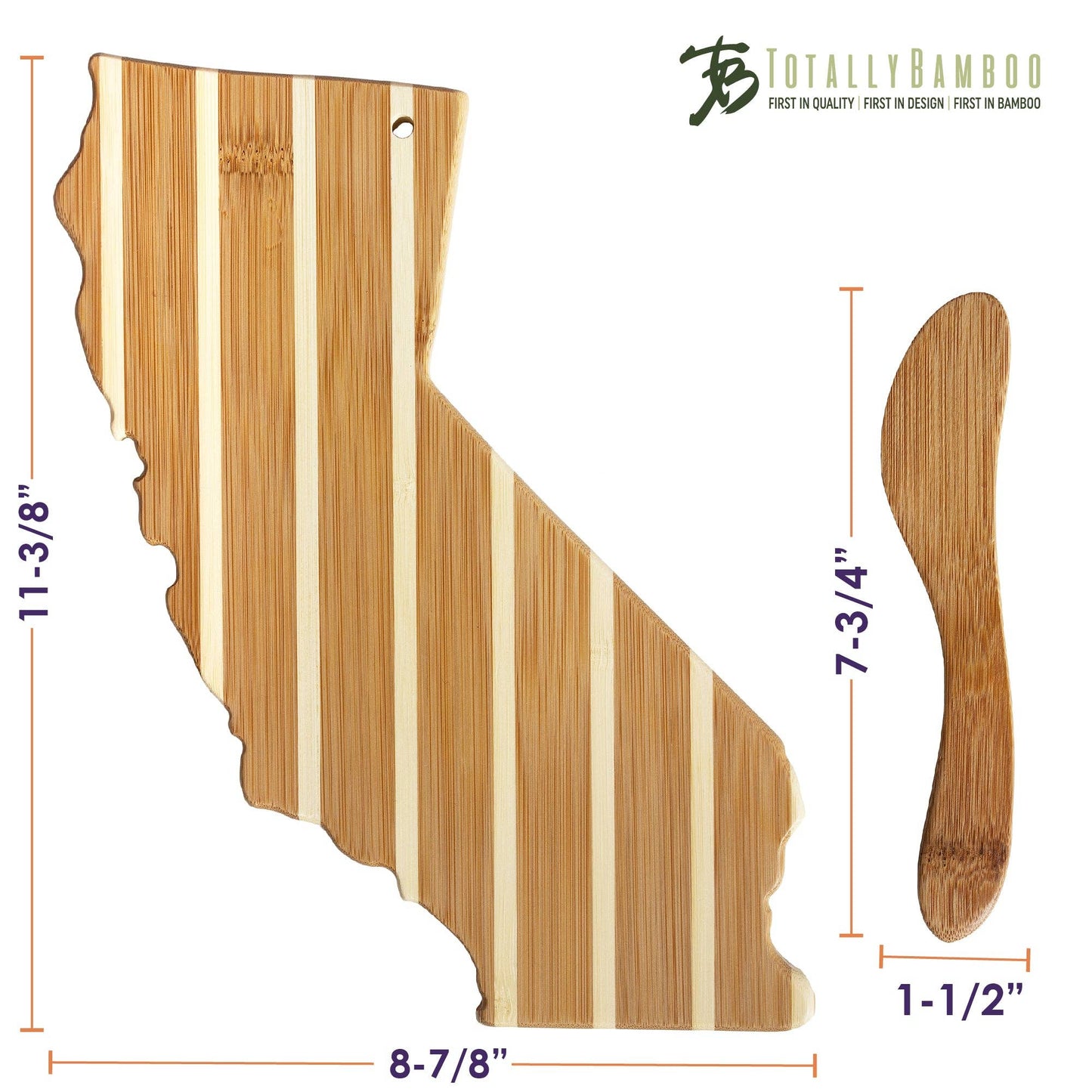 California Shaped Charcuterie Board & Cheese Spreader Knife Set by Totally Bamboo