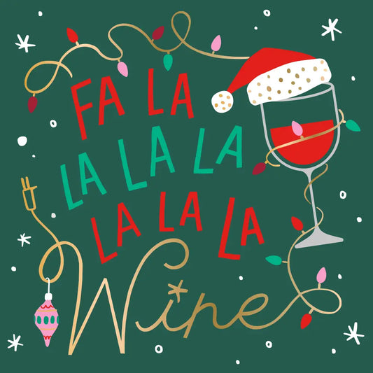 Fa La La Wine Christmas Cocktail Napkins