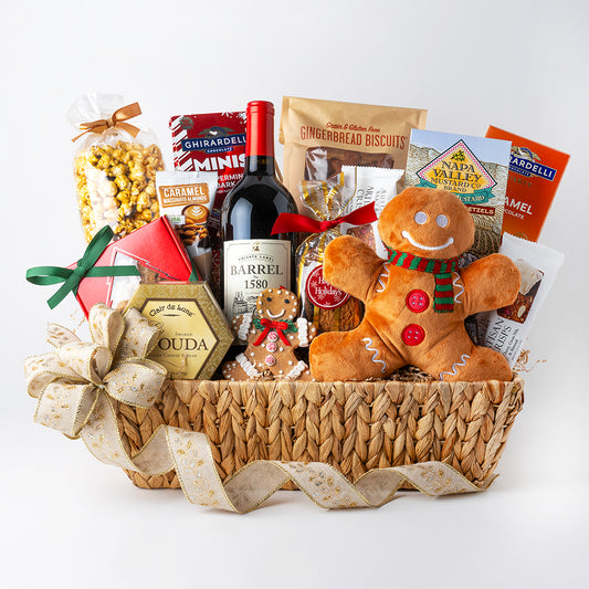 For the Whole Fam and Dog Wine Gift Basket