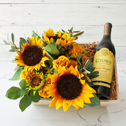 Caymus and Sunflowers Gift Crate