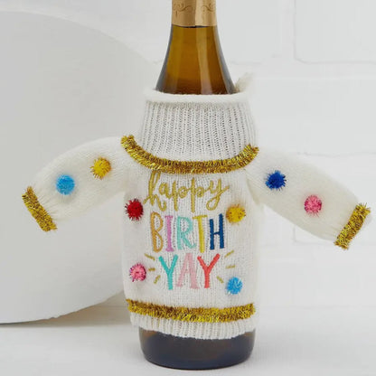 Happy Birthday Wine Bottle Sweater