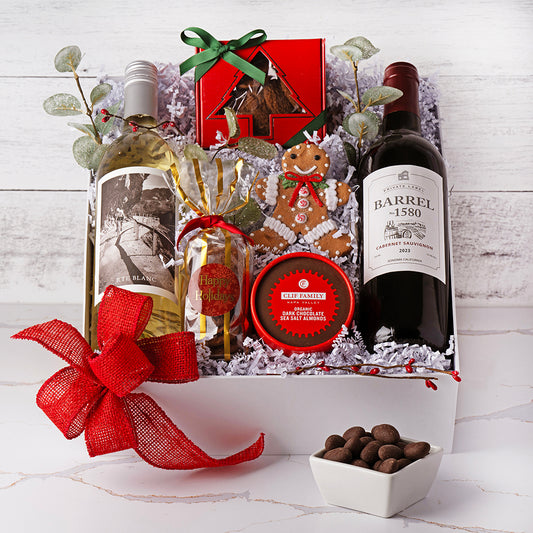 Holiday Wine and Sweet Treats Gift Basket