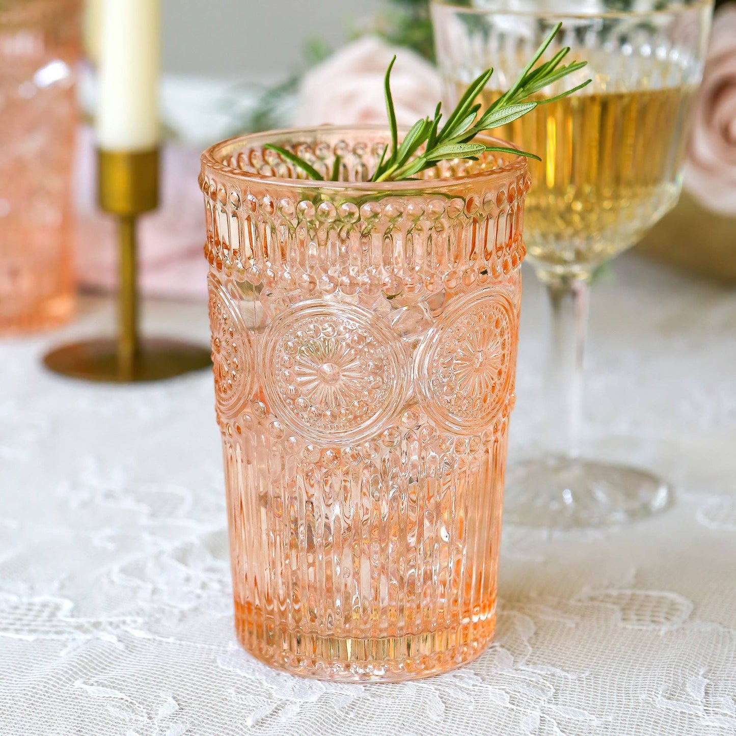 Vintage Textured Rose Gold Drinkware Set by Kate Aspen