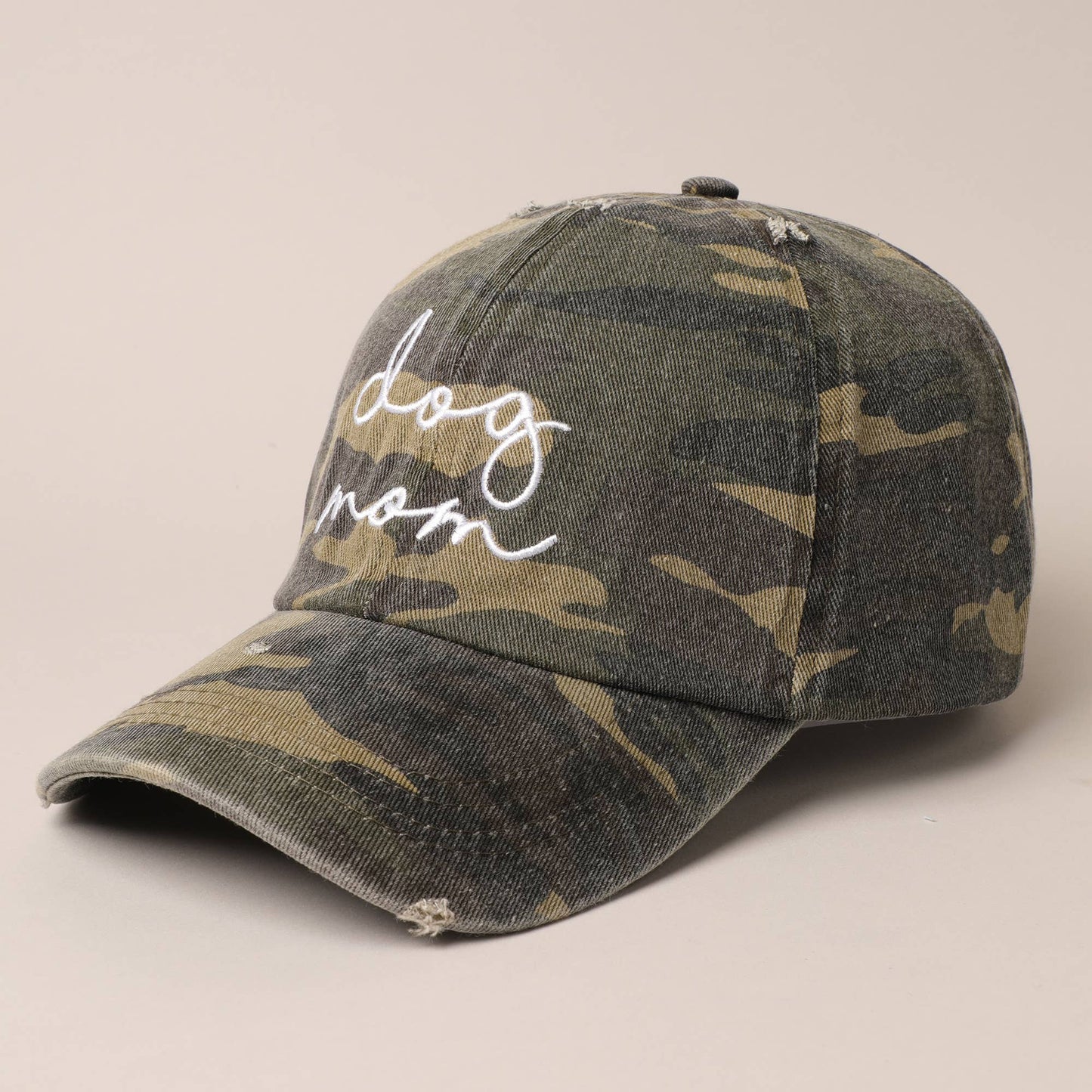 Dog Mom Lettering Camo Embroidery Baseball Cap