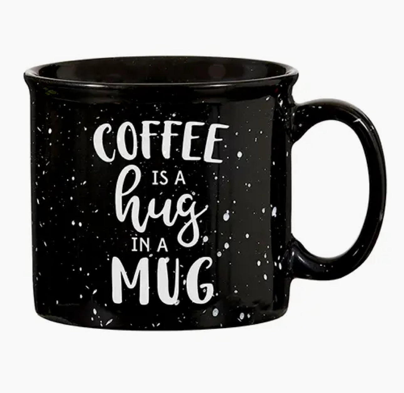 "Coffee is a Hug in a Mug" Black Campfire Mug by Santa Barbara Design Studio