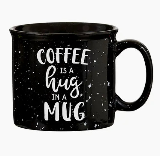 "Coffee is a Hug in a Mug" Black Campfire Mug by Santa Barbara Design Studio