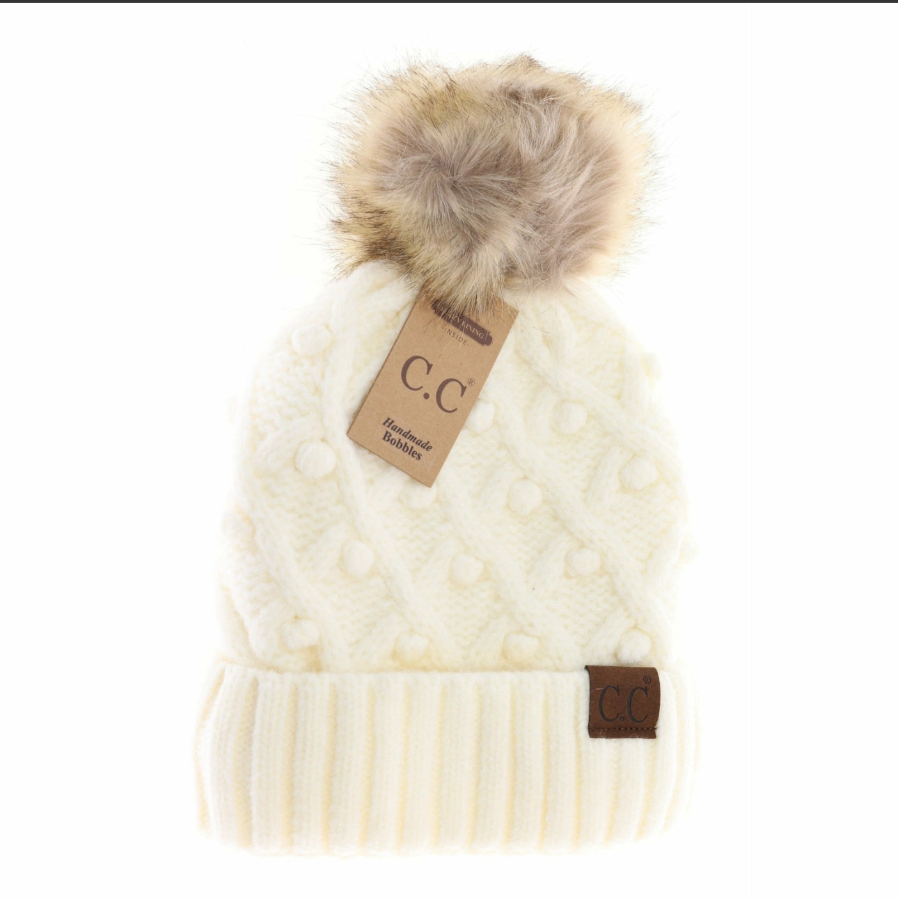 Fuzzy Lined Beanie with Pom Pom by C.C Beanie