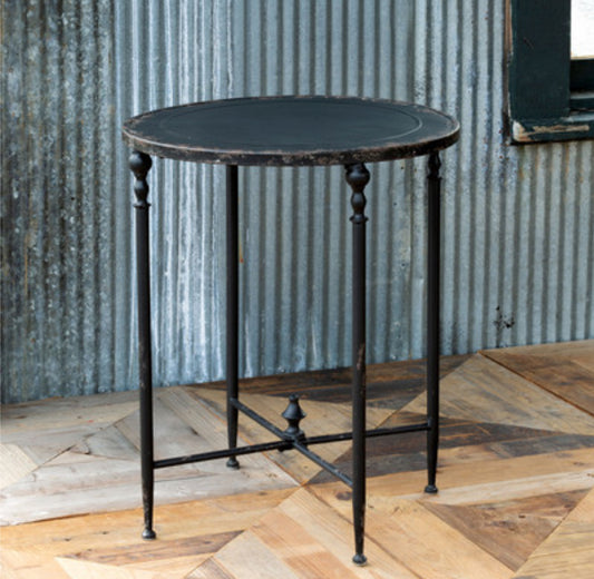 Antique Black Metal Round Side Table by Park Hill