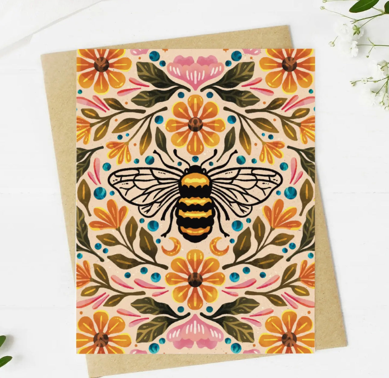 Bee & Floral Greeting Card by Big Moods