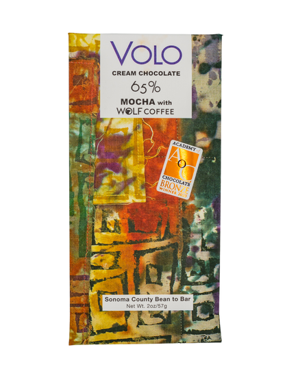 Volo Creamy 65% Dark Chocolate Bar with MOCHA WOLF coffee + cream