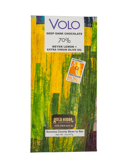 Volo Meyer Lemon & Extra Virgin Olive Oil 73% Dark Chocolate bar