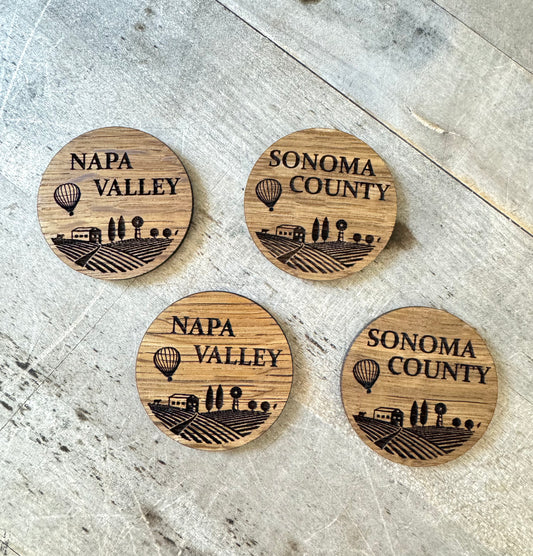 Wine Barrel Napa Sonoma Wooden Magnet by Cask Gifts