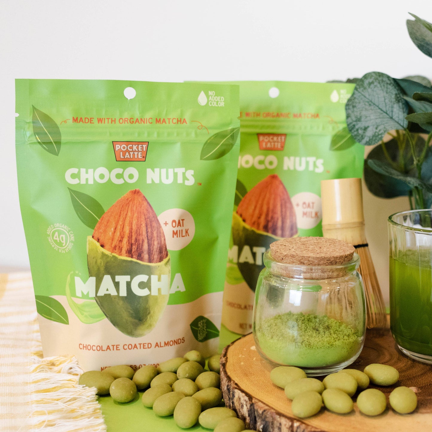 Matcha Chocolate Almonds, 3.53 oz Standing Pouch