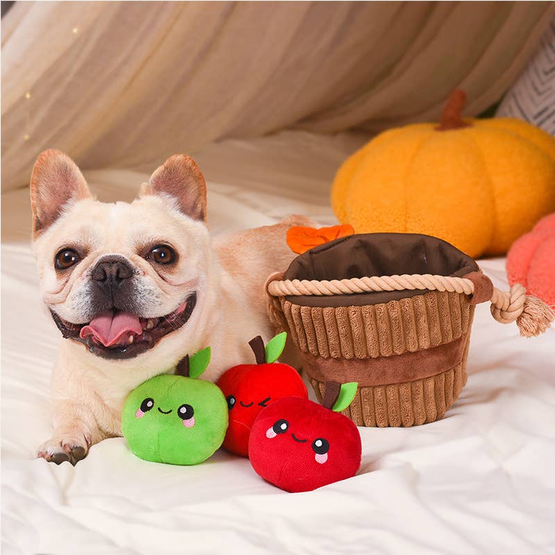 Apple Basket Interactive Plush Dog Toy