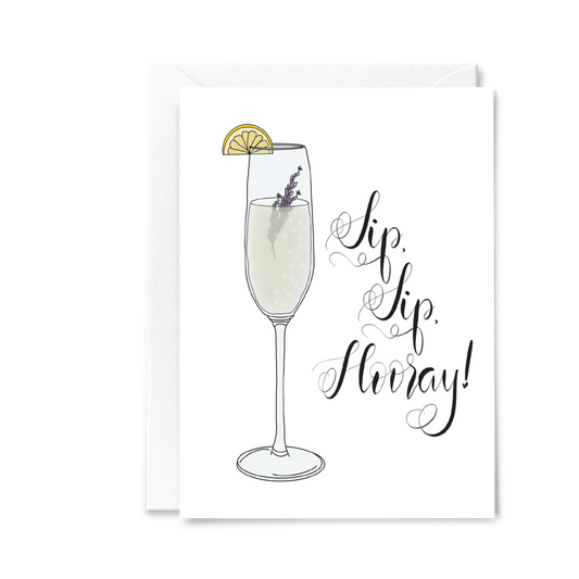 Sip Sip Hooray Champagne Glass Bridal Shower | Greeting Card by FioriBelle