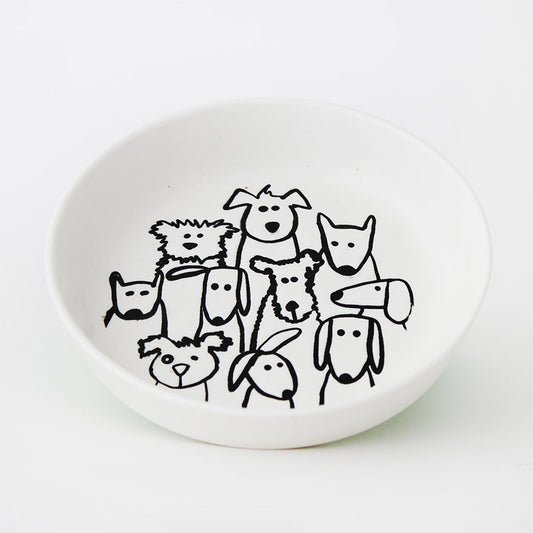 Black and White Decorated Pet Bowl