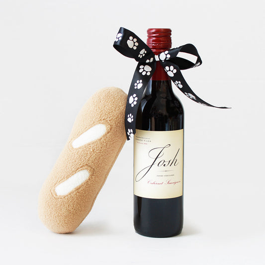 Red Wine and Plush Baguette Little Buddies Dog Gift