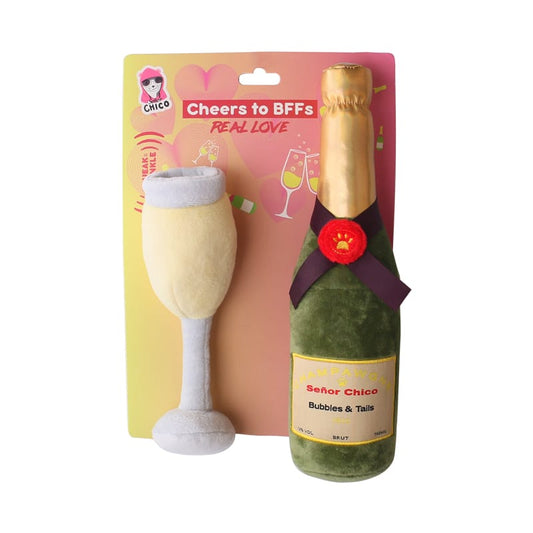 Champagne and Glass Plush Dog Toy